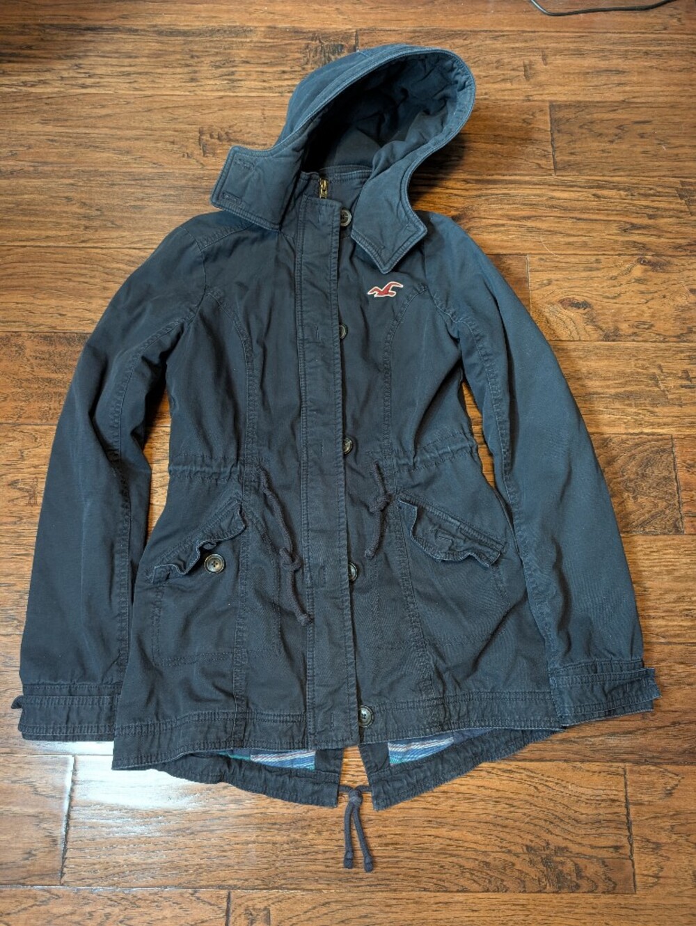 Hollister Y2K Blue Lined Army Military Style Jacket Size XS